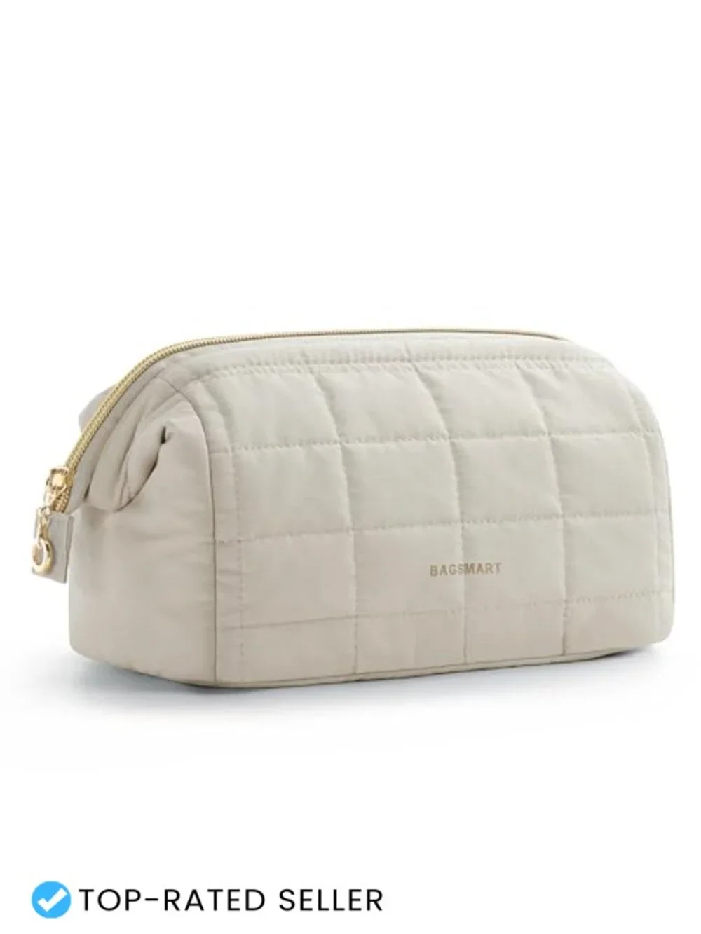Wide Open Cosmetic Bag Travel Makeup Pouch Puffy Padded Quilted